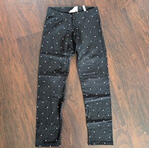 H&M Black & Pink Hearts Leggings -size 9/10